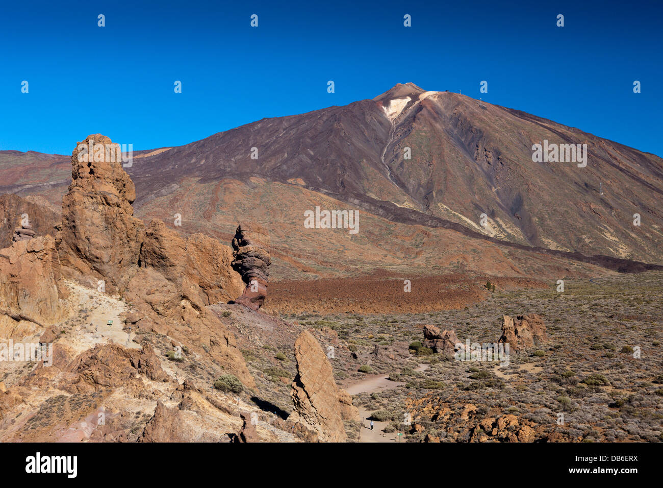 Blick von Roques de Garcia auf den Gipfel des Teide, Teneriffa, Kanarische Inseln, Spanien Stockfoto