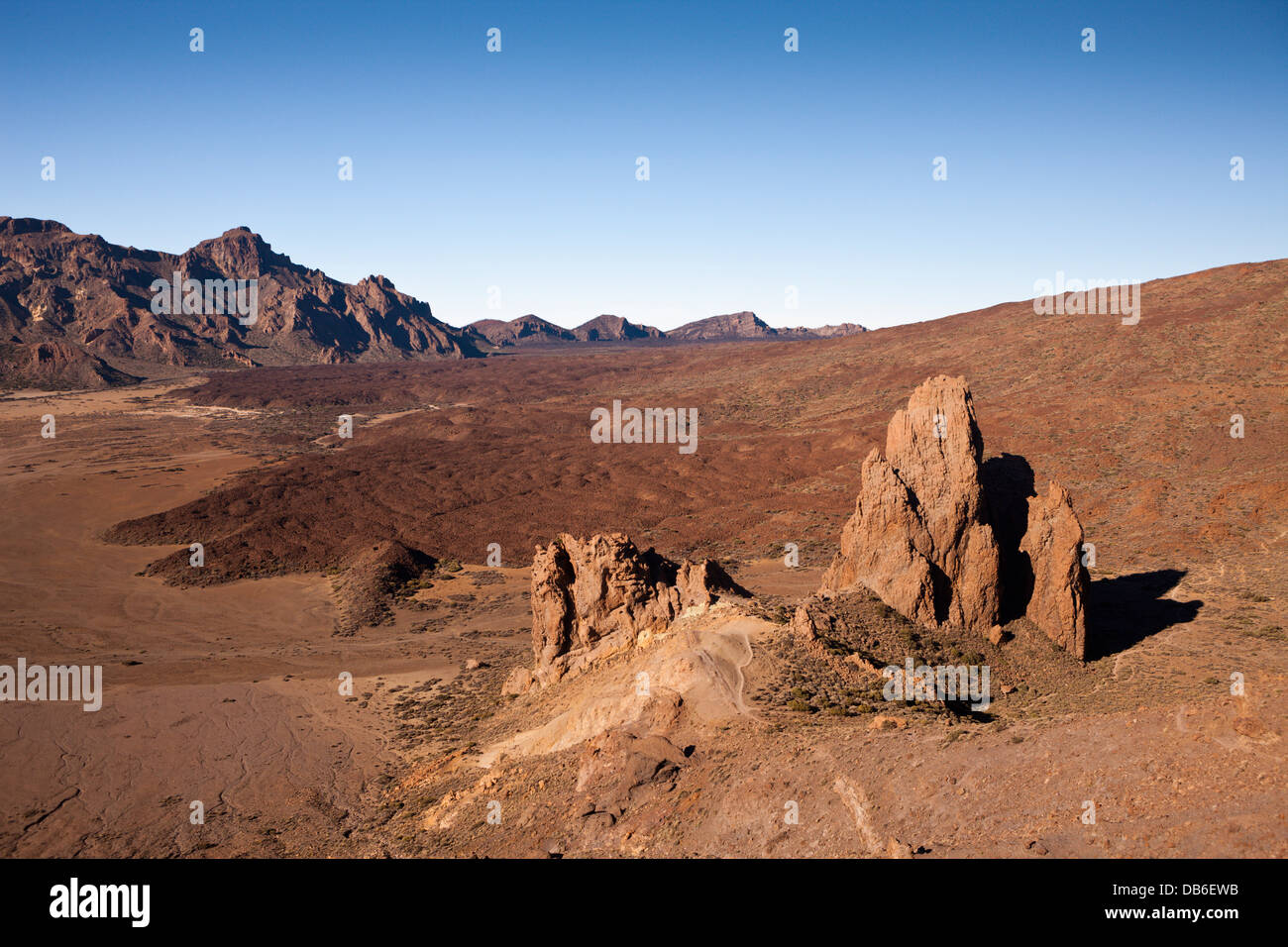 Blick von Roques de Garcia, die Canadas am Nationalpark Teide, Teneriffa, Kanarische Inseln, Spanien Stockfoto