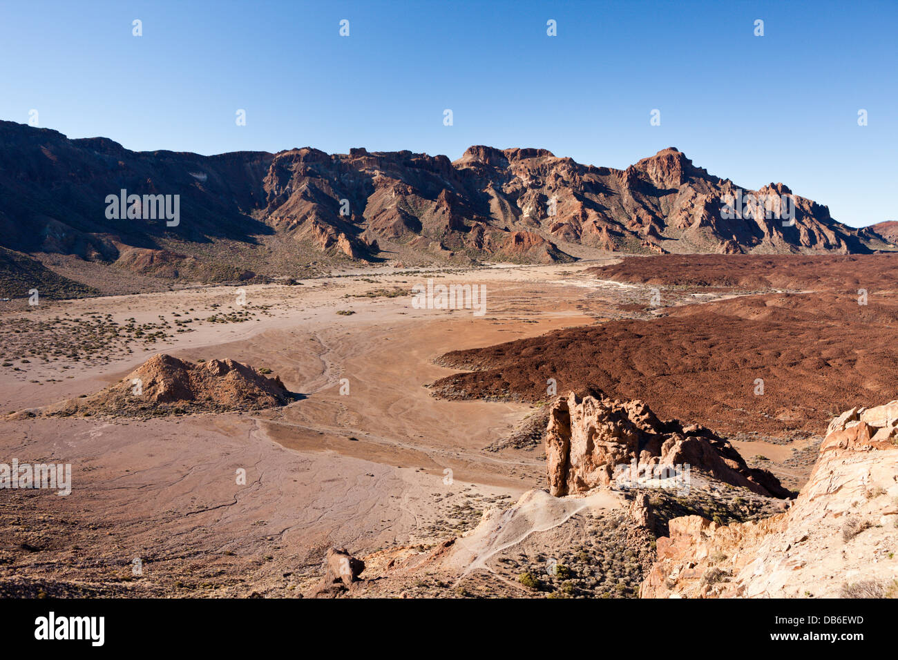 Blick von Roques de Garcia, die Canadas am Nationalpark Teide, Teneriffa, Kanarische Inseln, Spanien Stockfoto