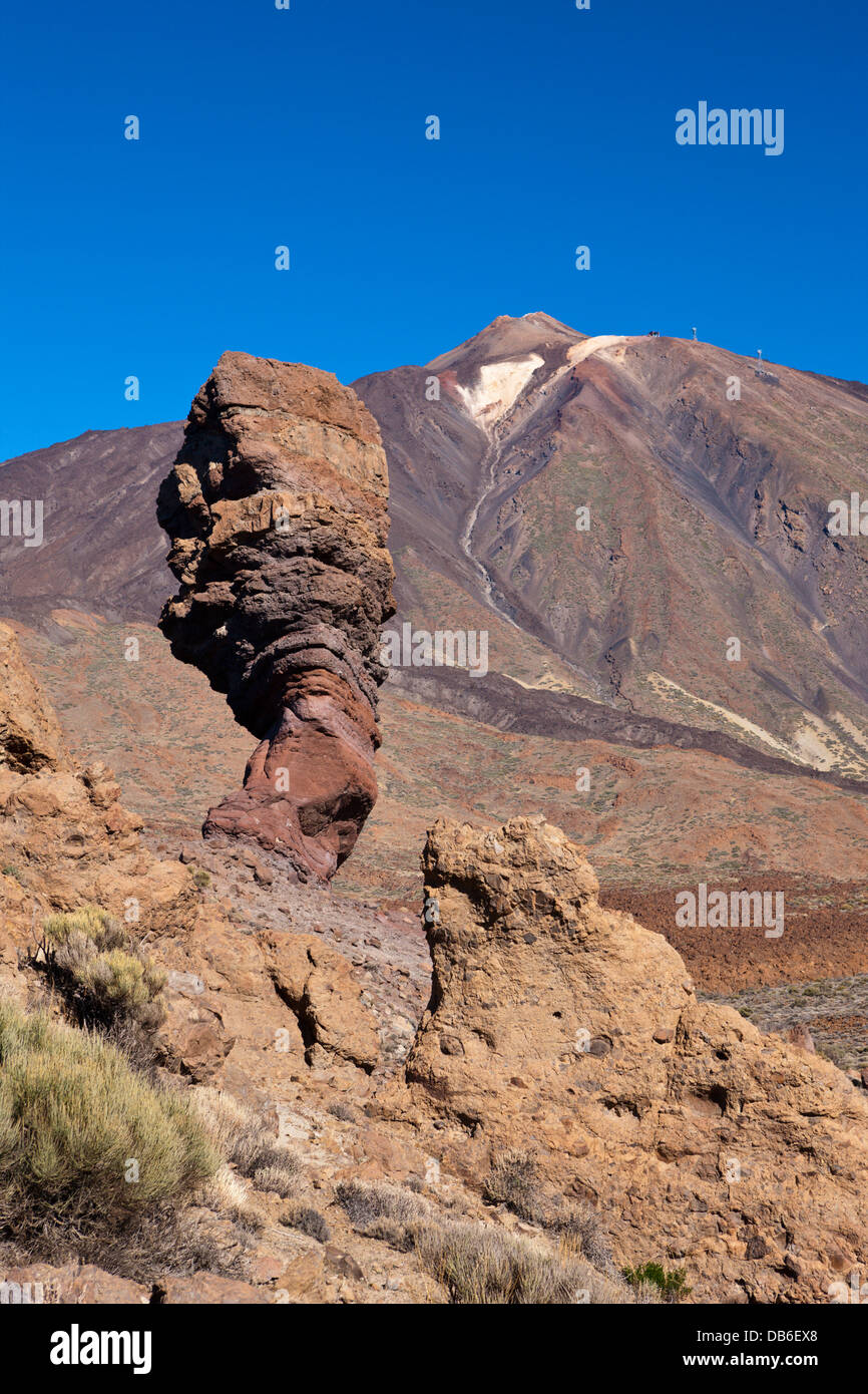 Chinchado Rock und Teide Gipfel, Teneriffa, Kanarische Inseln, Spanien Stockfoto