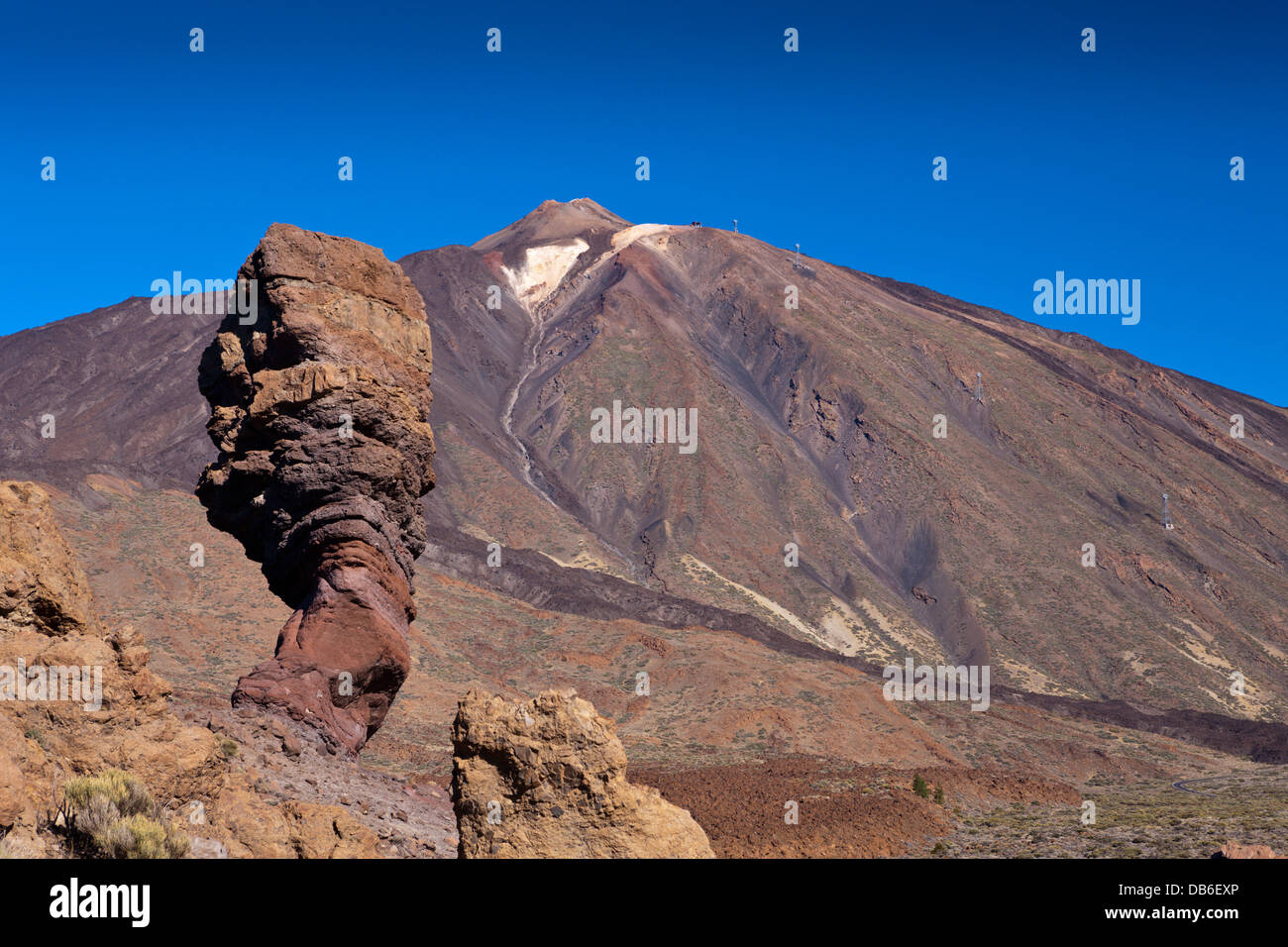 Chinchado Rock und Teide Gipfel, Teneriffa, Kanarische Inseln, Spanien Stockfoto