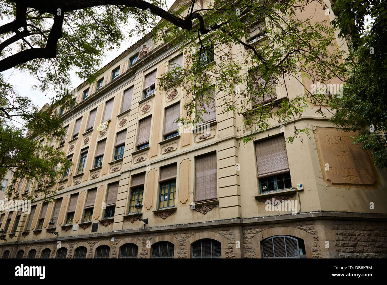 Grupo Escolar Mila y Fontanals Schule Kloster el Raval Barcelona-Katalonien-Spanien Stockfoto
