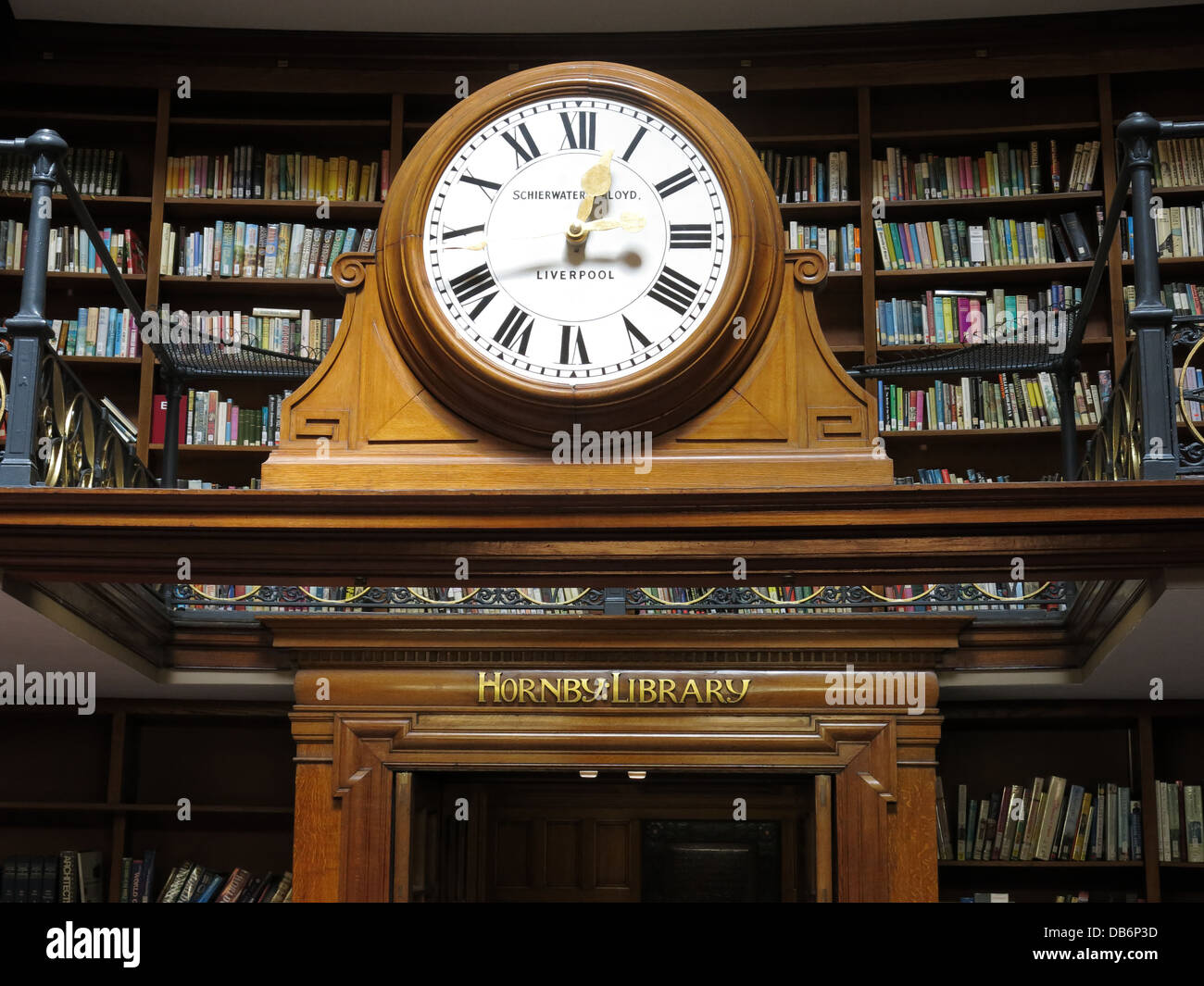 Liverpool Central Library, The Hornby Library Clock, Liverpool Central Library, Liverpool, England, Großbritannien, L3 8EW Stockfoto