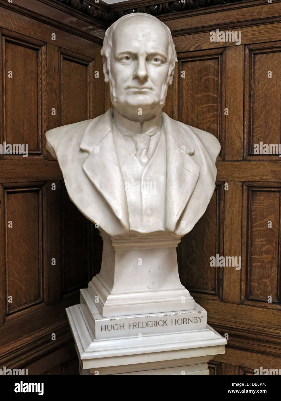 Liverpool Central Library - Statue der Hugh Frederic Hornby Büste Stockfoto