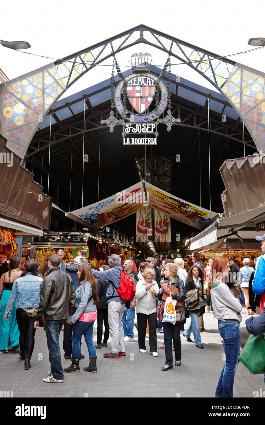 St. Josep la Boqueria-Markt in el raval Barcelona-Katalonien-Spanien Stockfoto