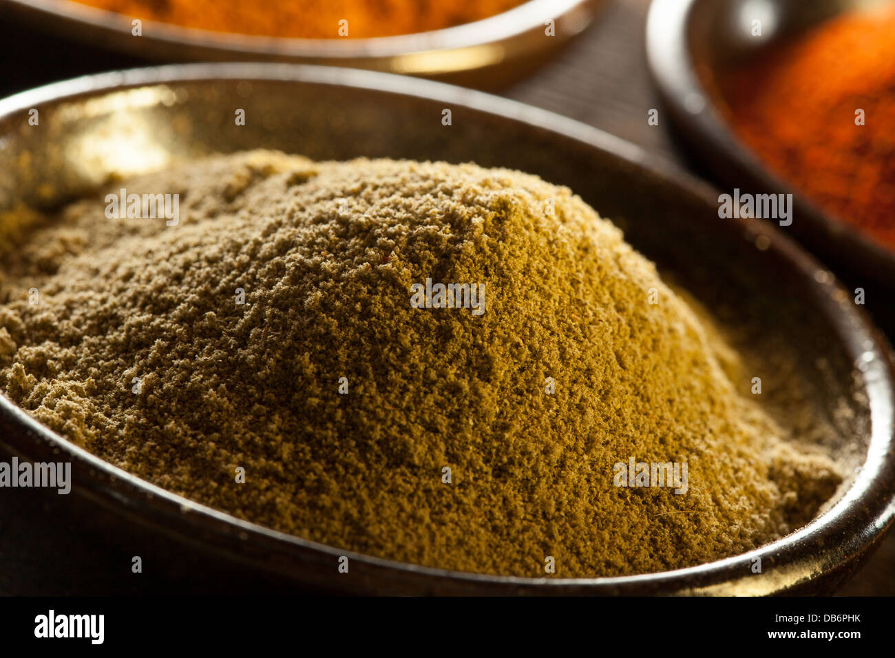 Bio Gourmet Hot gemahlene Gewürze zum Kochen verwendet Stockfoto