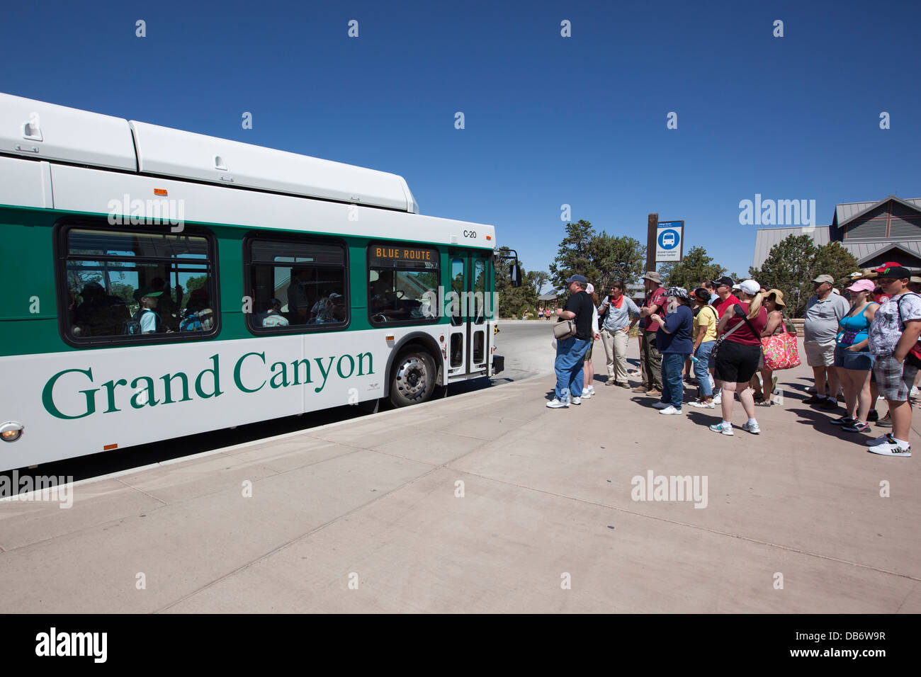Shuttle-Bus, South Rim, Grand Canyon Nationalpark in Arizona. Stockfoto