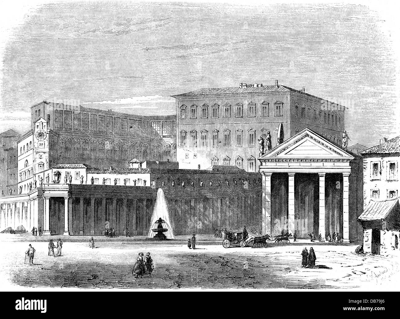 Geographie / Reisen, Italien, Rom, Plätze, Petersplatz mit Papstpalast, Außenansicht, Holzstich, 19. Jahrhundert, Gebäude, Gebäude, Papst, Vatikan, Kirchenstaat, Südeuropa, historisch, historisch, Menschen, Zusatzrechte-Clearences-nicht vorhanden Stockfoto