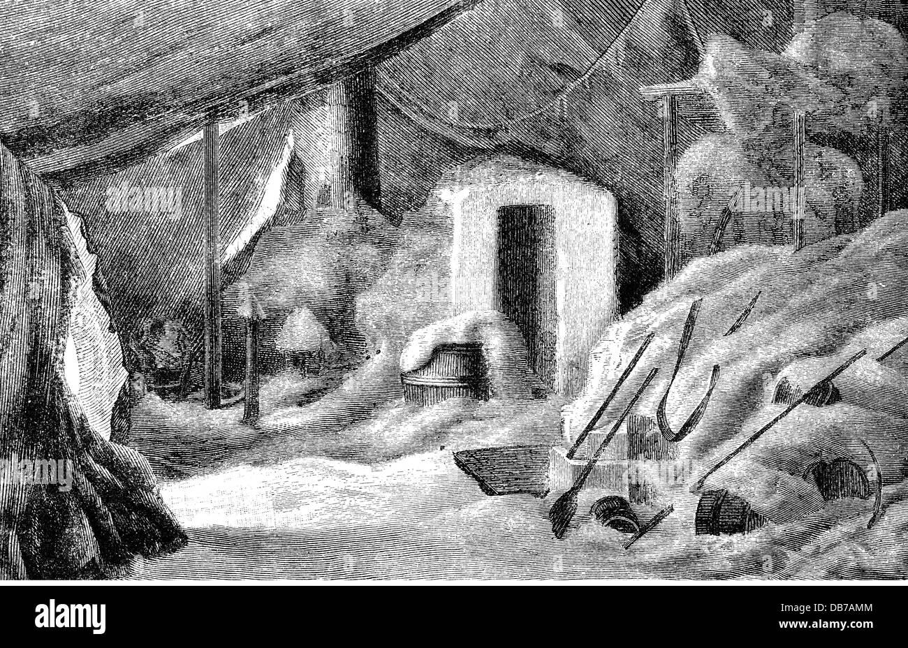 Wissenschaft, Polarforschung, Deck eines Forschungsschiffes im Winter, Holzstich, 2. Hälfte 19. Jahrhundert, Transport, Transport, Navigation, Schiffe, Schiff, Schnee, Eis, Eisvereisung, Vergletscherung, Wetter, Wetter, Polarexpedition, Polarexpeditionen, Exploration, Erkundungen, Arktis, historisch, historisch, Zusatzrechte-Clearences-nicht verfügbar Stockfoto
