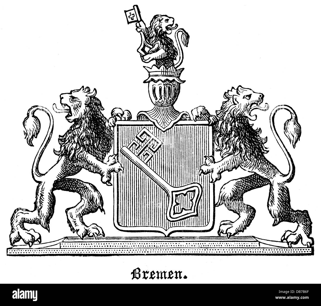 Heraldik, Wappen, Deutschland, Staatswappen der Freien Stadt Bremen,  Holzstich, 1872, Zusatz-Rechte-Freiwertungen-nicht vorhanden  Stockfotografie - Alamy