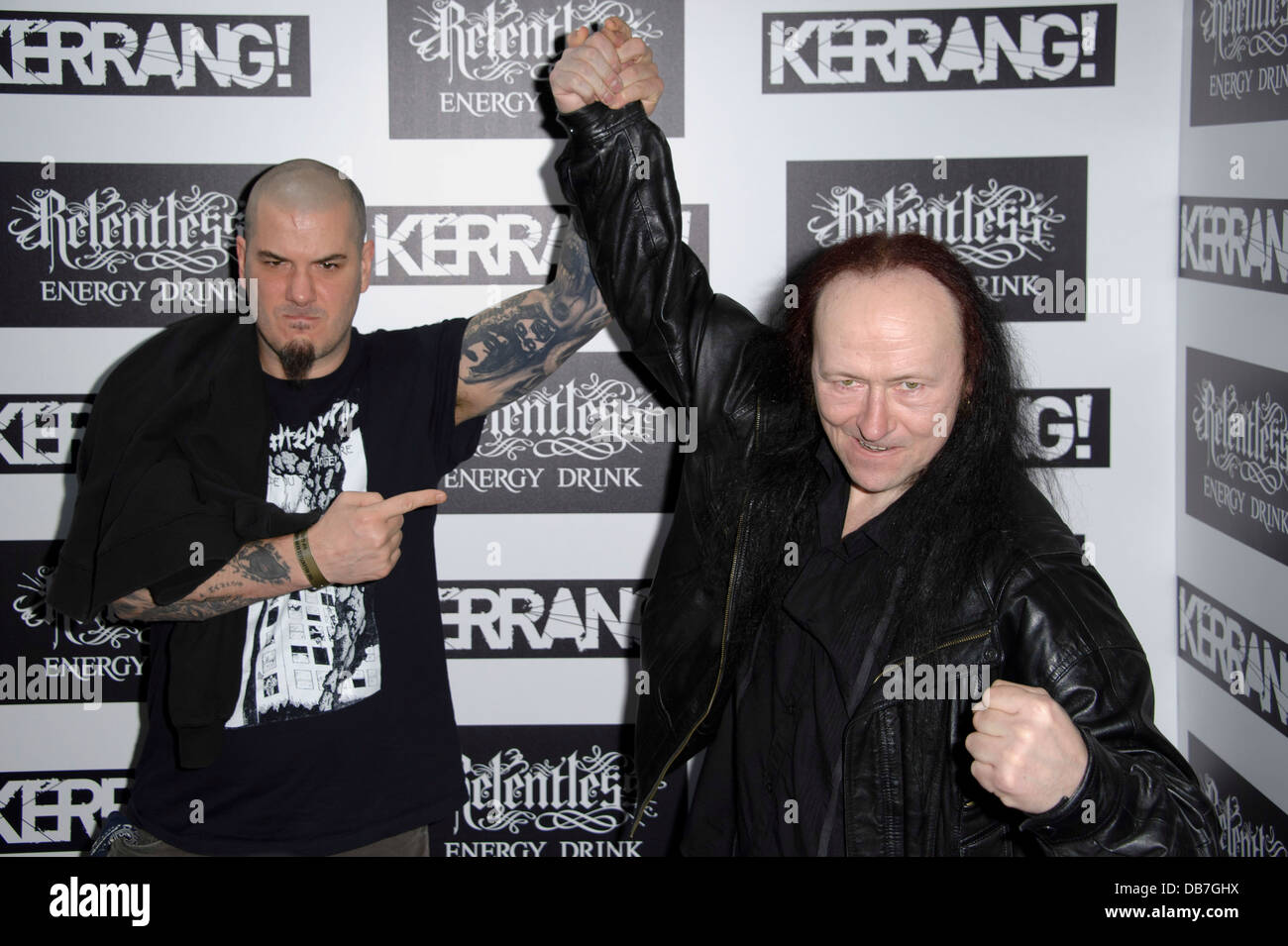 Phil Anselmo und Cronos von Venom kommen für den Kerrang! Preise 2013, London, Donnerstag, Juni. 13, 2013. Stockfoto