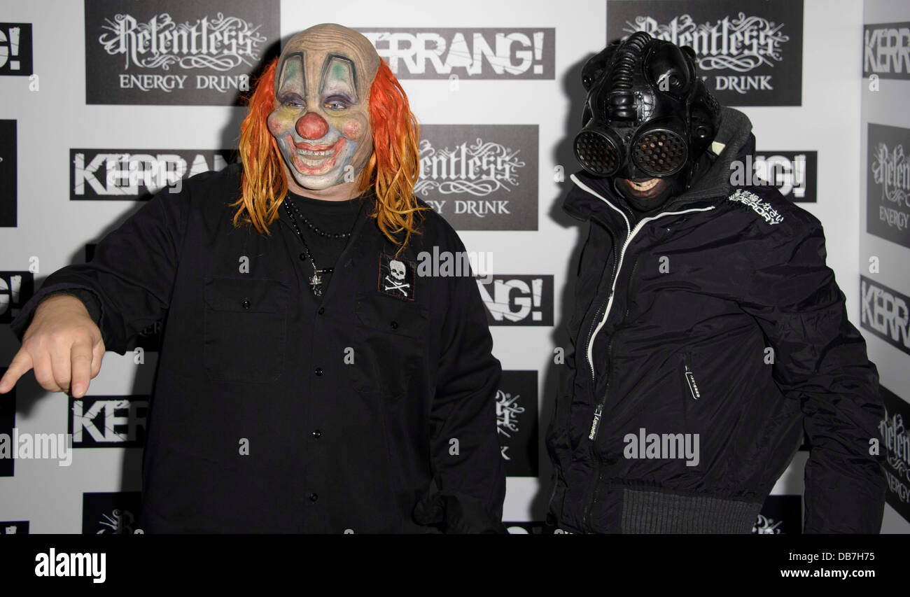 Clown und Sid von Slipknot kommen für den Kerrang! Preise 2013, London, Donnerstag, Juni. 13, 2013. Stockfoto