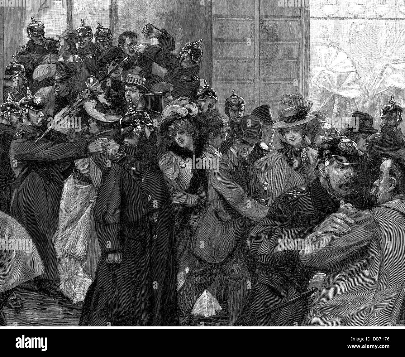 Gastronomie, Kneipen/Bars, Trennung eines sogenannten 'Low Dive', eine Taverne ohne Schnapslizenz, Treffpunkt der Unterwelt, nach Skizze von Ernst Hosang (1857 - nach 1884), Holzstich, von O.Gerlach, 19. Jahrhundert, Zusatz-Rechte-Clearences-nicht vorhanden Stockfoto