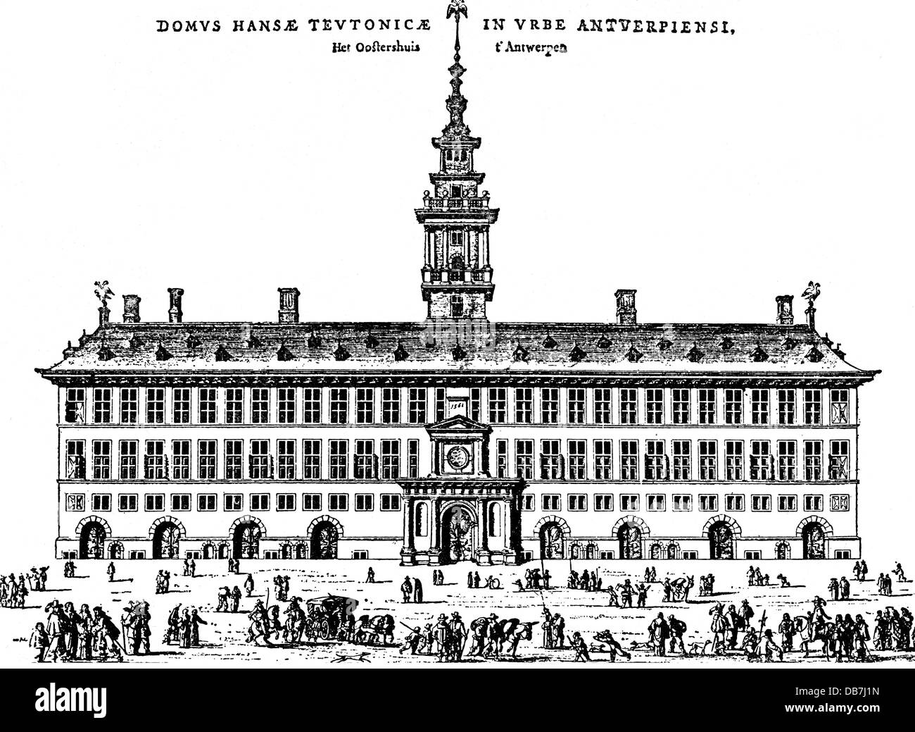 Handel, Handelsgesellschaft, Hanse, Bürogebäude in Antwerpen, Gravur, 1563,Handel, Handelsgesellschaft, Handelsgesellschaften, Gesellschaftergesellschaft, Hanse, Hanse, Bürogebäude in Antwerpen, Gravur, 1563, Zusatzrechte-Clearences-nicht vorhanden Stockfoto