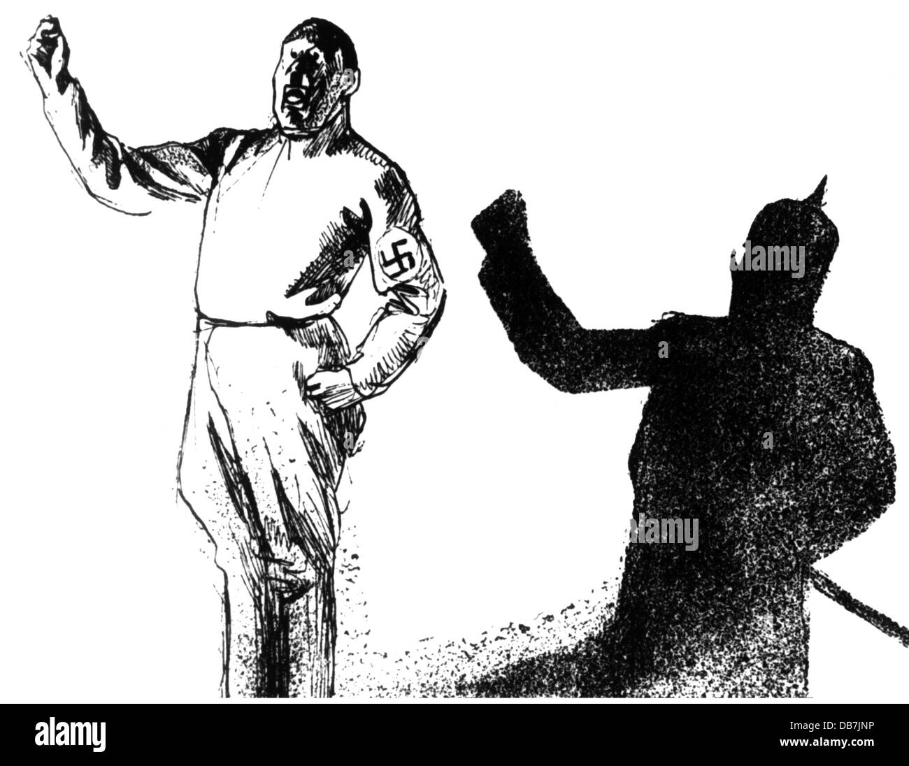 Hitler, Adolf, 20.4.1889 - 30.4.1945, deutscher Politiker (NSDAP), Karikatur, "Je mehr es sich ändert, es bleibt immer dasselbe", Zeichnung, "je suis partout", Paris, 1932, Stockfoto