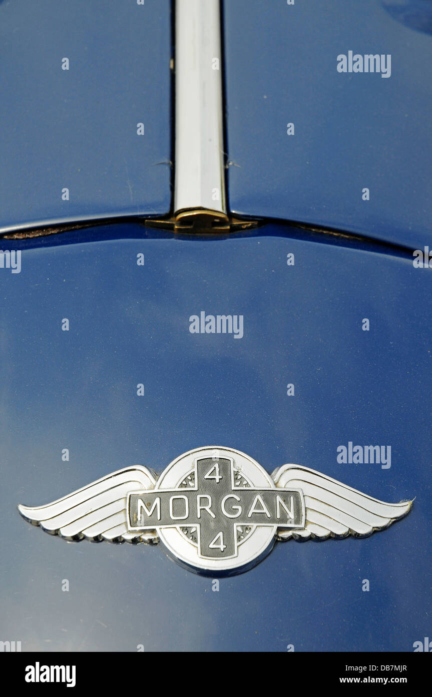 Morgan, Logo, Morgan Motor Company, britische Oldtimer Sportwagen Stockfoto