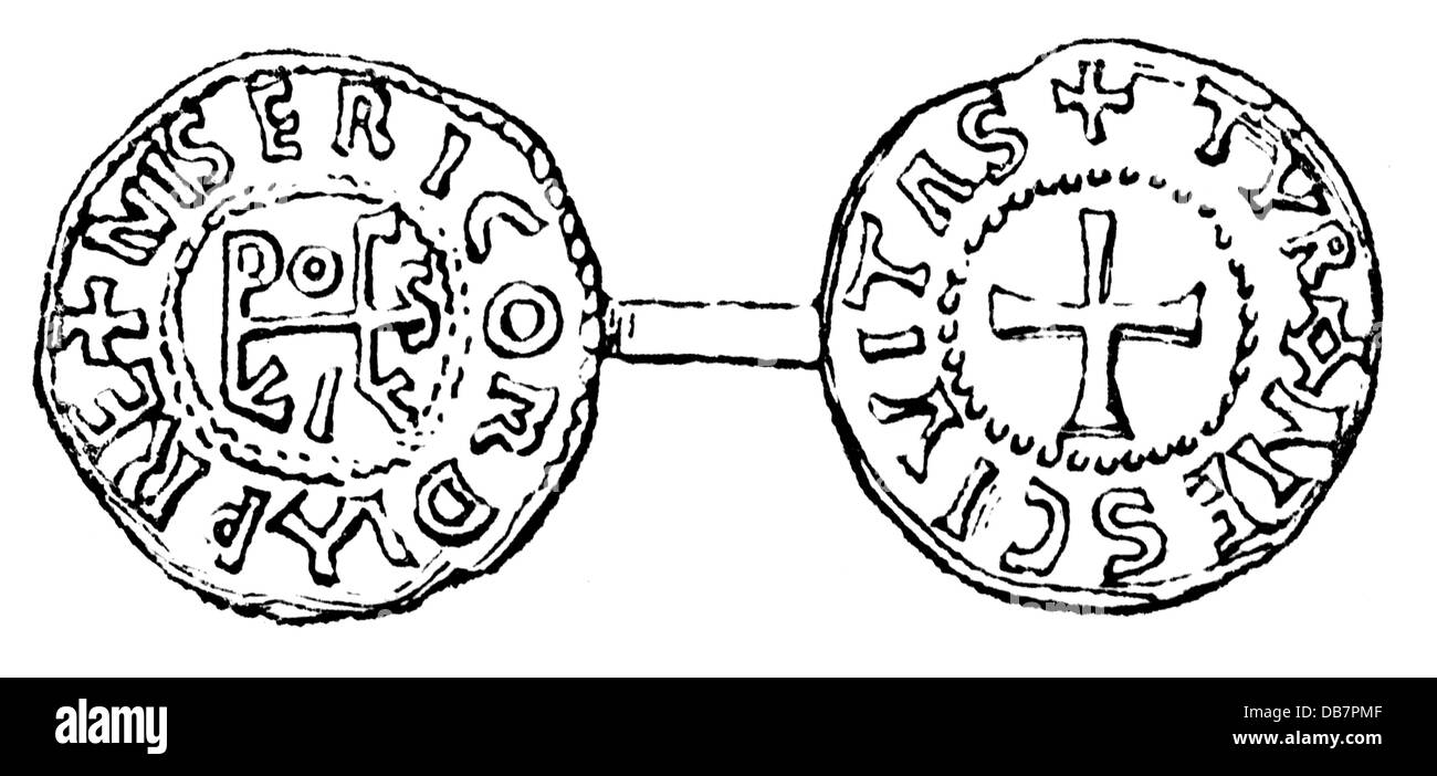 Geld / Finanzen, Münzen, Frankisches Reich, Münze, von König Ludwig III. Der Jüngere, Tours, 9. Jahrhundert, Holzstich, nach Cappe, 19. Jahrhundert, 9. Jahrhundert, Mittelalter, Mittelalter, Numismatik, Karolinger Dynastie, Karolinger, Karolinger, Ludwig III., Ludwig der Jüngere, Inschrift, Epigraphien, Inschriften, Monogramm, Monogramming, Monogramming, Kreuz, Kreuze, Münzen, Könige, Könige, Könige, Könige Historische, historische, zusätzliche-Rechte-Clearences-nicht verfügbar Stockfoto
