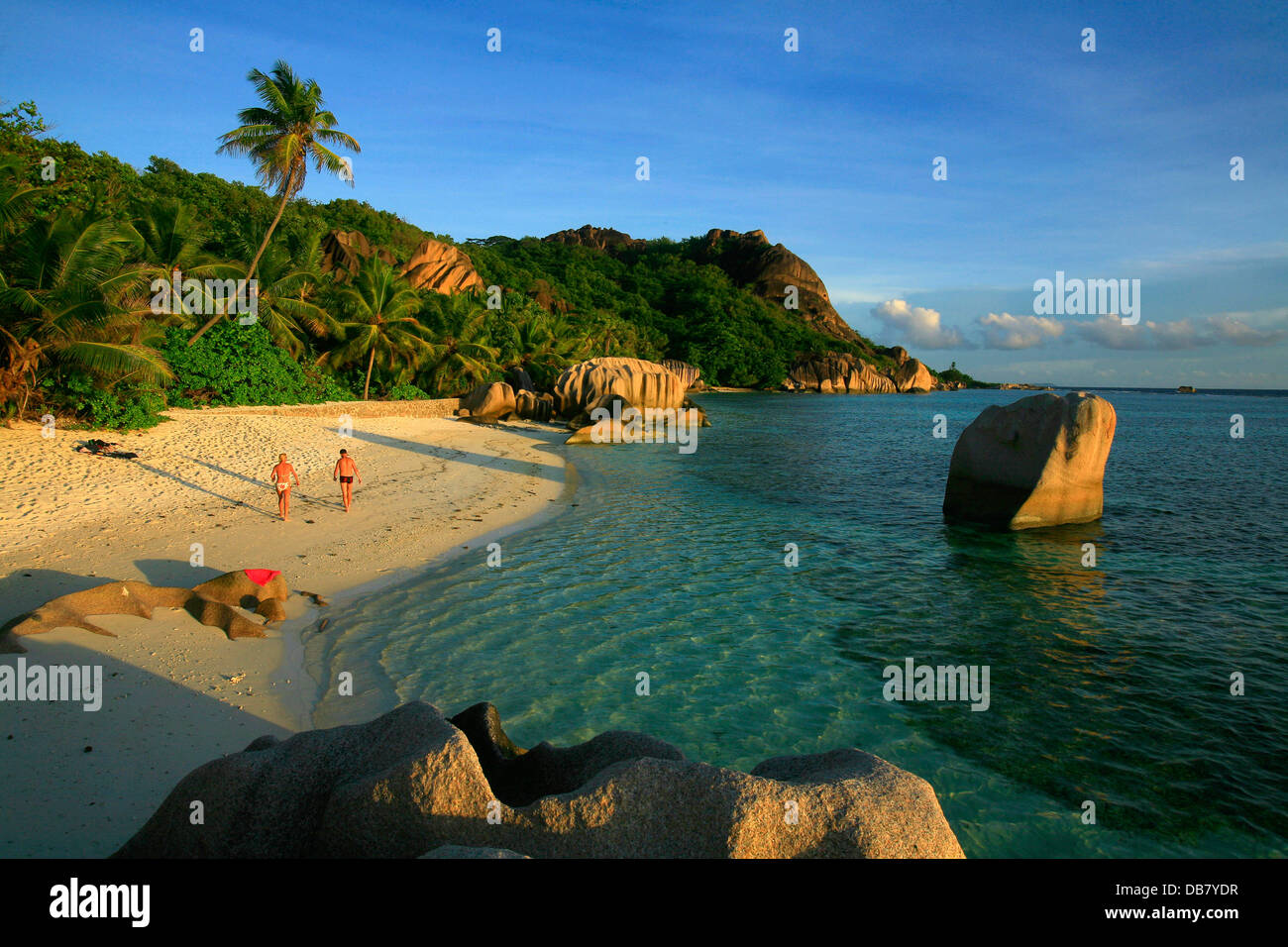 Fremde Länder - Seychellen - La Digue Island Anse Source d ' Argent berühmten Strand verwendet oft Filme Werbespots in Stockfoto