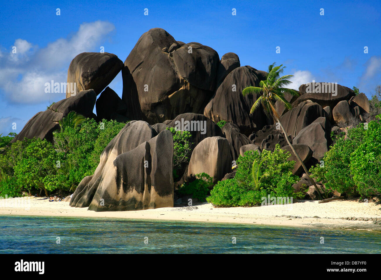 Fremde Länder - Seychellen - La Digue Island Anse Source d ' Argent berühmten Strand verwendet oft Filme Werbespots in Stockfoto