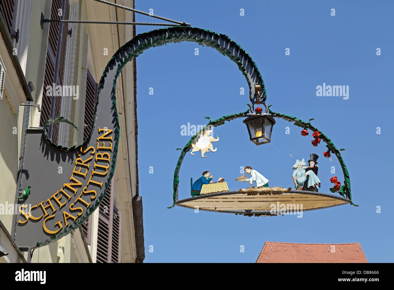 Plakat des Restaurants "Scheiner´s Gaststuben", Bamberg, Bayern, Deutschland Stockfoto
