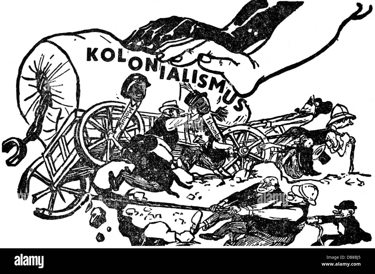 Kolonialismus, 'der Karren am Abgrund', Zeichnung, aus: 'Trud', Moskau, 1961, Additional-Rights-Clearences-not available Stockfoto