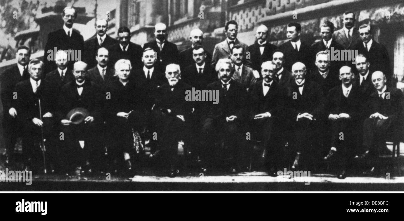 Wissenschaft, Physik, Fünfte Solvay-Konferenz, Teilnehmer, Gruppenbild, Brüssel, 1927, Additional-Rights-Clearences-not available Stockfoto