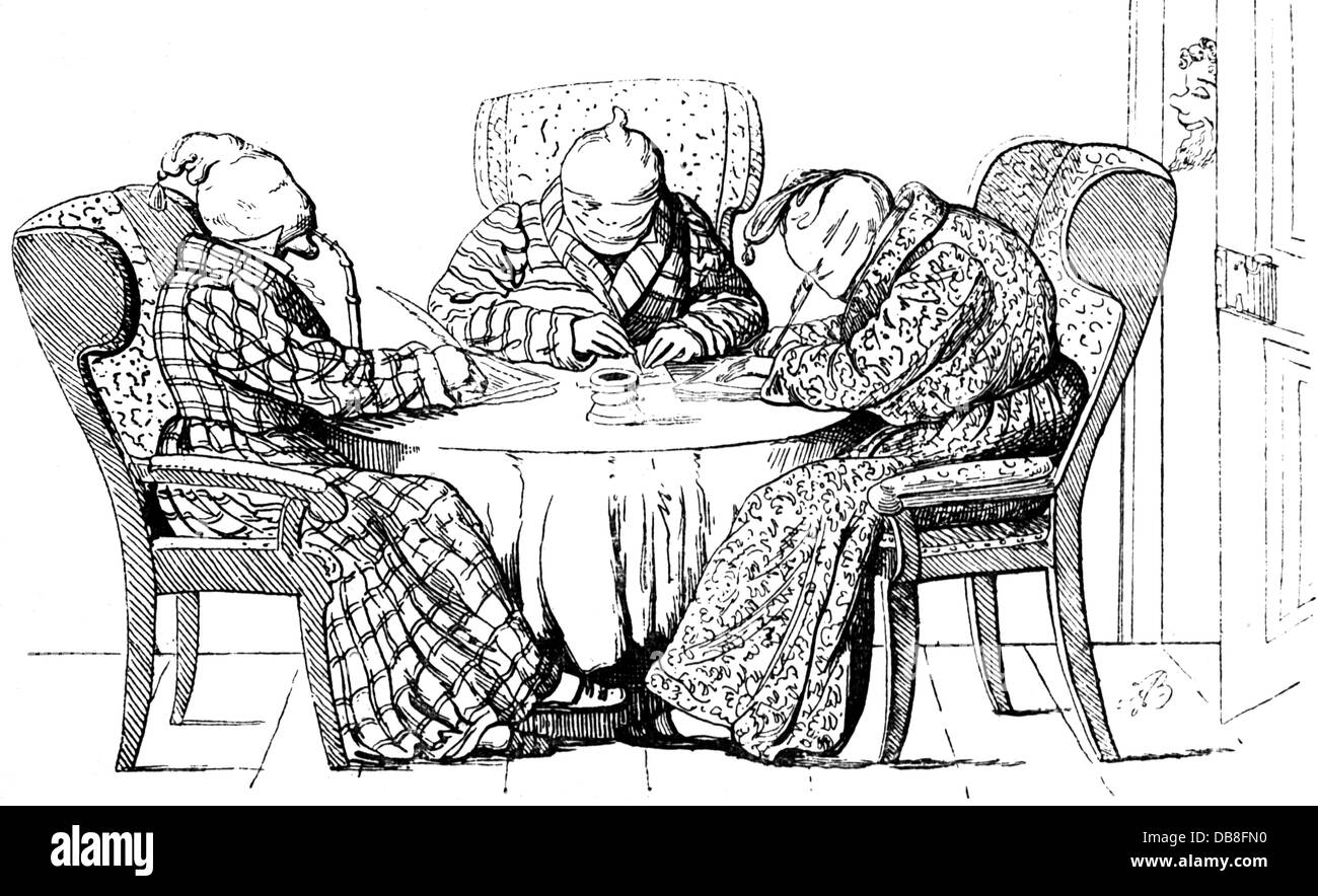 Revolutionen 1848 - 1849, Karikatur, drei Professoren, die am Entwurf des Entwurfs für die Charta der deutschen Kaiserlichen Armee arbeiten, Holzstich, 1848, Satire, Frankfurter parlament, Frankfurt, Tabelle, Tabellen, Schrift, Militär, Armee, Armeen, Armeecharta, Deutschland, Deutscher Bund, Menschen, Männer, Mann, Mann, 19. Jahrhundert, Revolution, Revolutionen, Karikatur, Karikaturen, Arbeiten, Arbeiten, Entwurf, Entwurf, Entwurf, Entwurf, Entwurf, Entwurf, Entwurf, Entwurf, Beschreibung, historisch, historisch, zusätzliche-Rechte-Clearences-nicht vorhanden Stockfoto