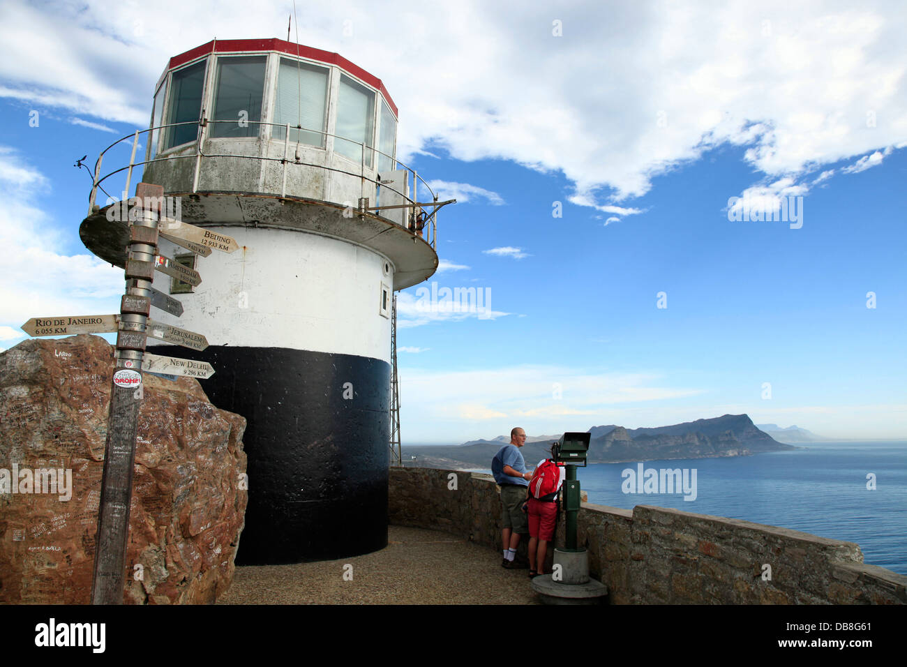 Leuchtturm am Cape Point, False Bay, Kapstadt, Südafrika Stockfoto