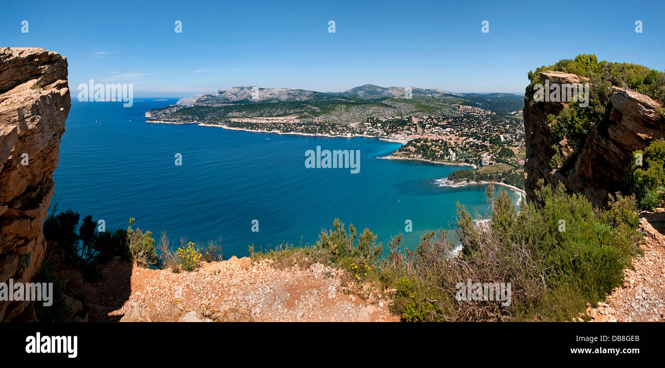 Cap Canaille Panorama Cassis alten Vieux Port Hafen Provence Côte d ' Azur Cote d ' Azur Frankreich mediterran Stockfoto