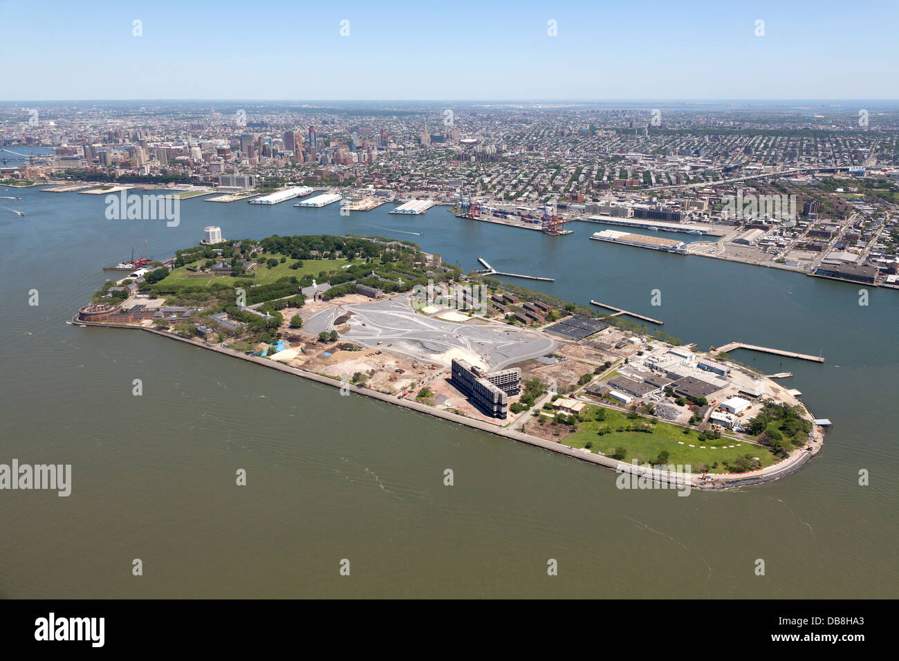 Governors Island in de Upper New York Bay, New York City Stockfoto