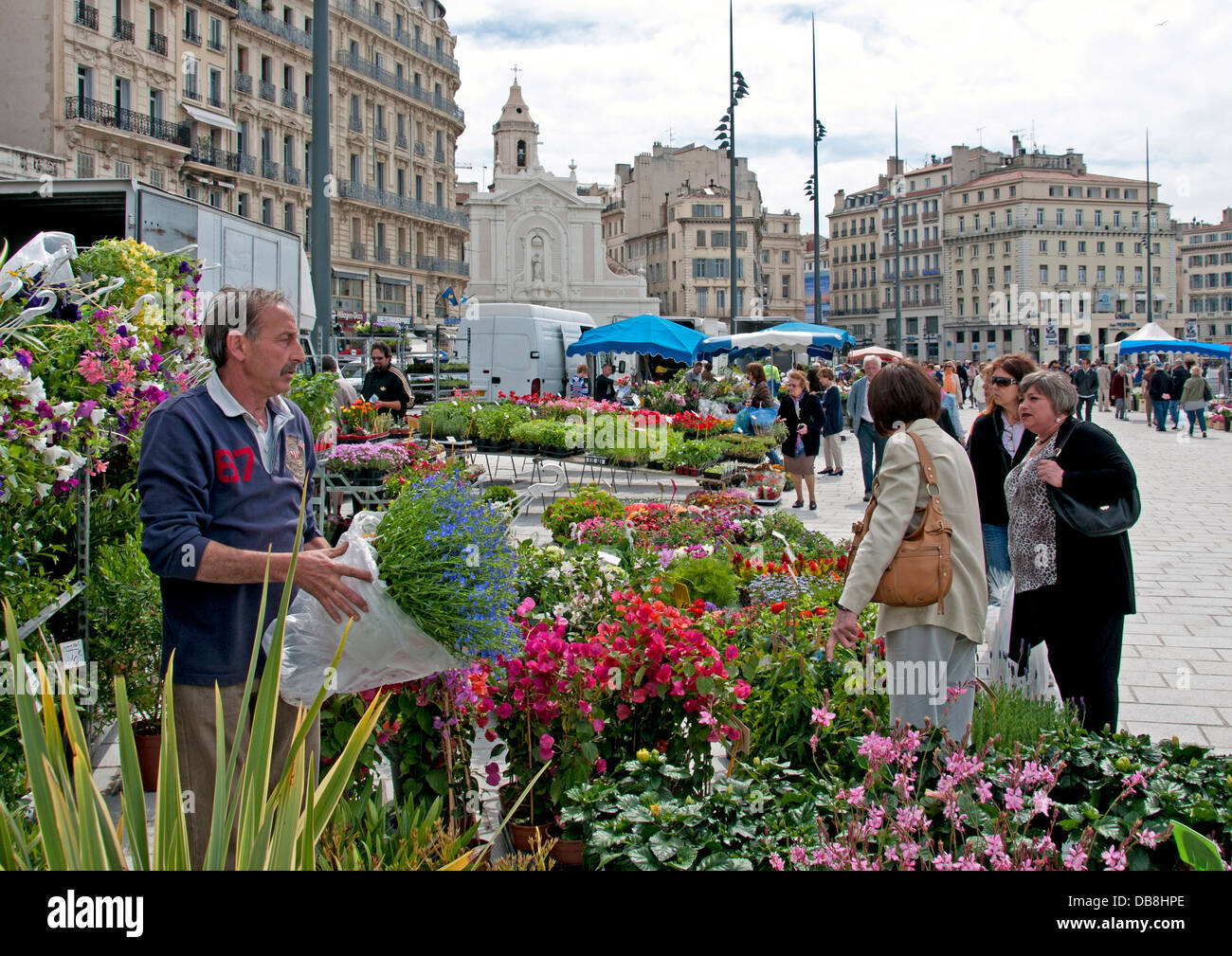 Blumenmarkt Marseille Vieux Hafen Frankreich Provence Französisch Stockfoto