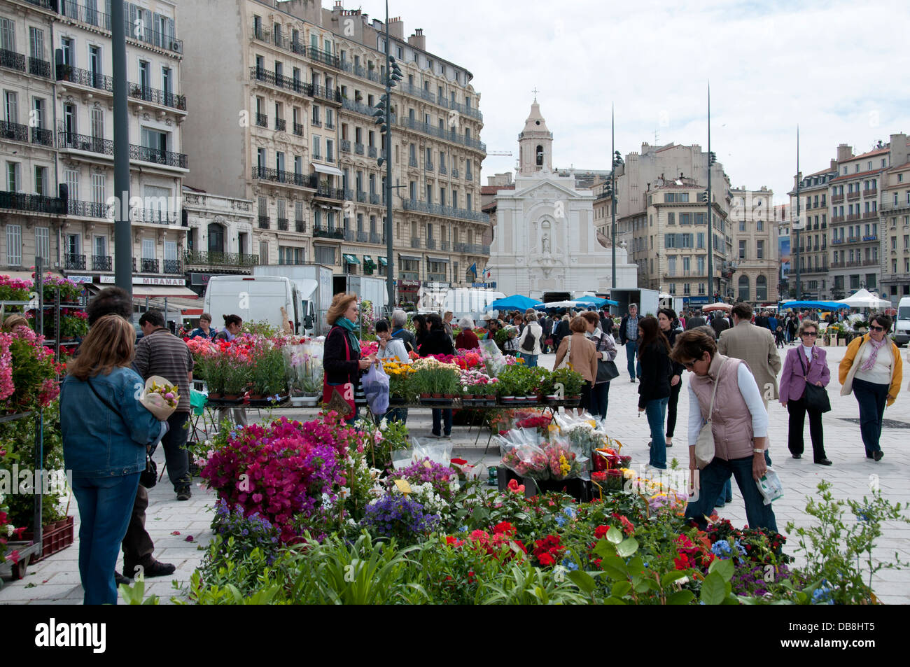 Blumenmarkt Marseille Vieux Hafen Frankreich Provence Französisch Stockfoto