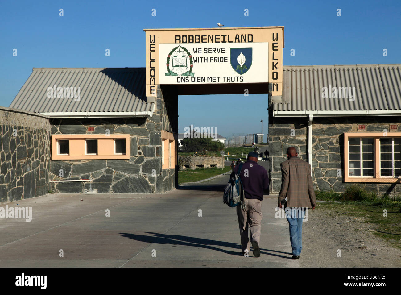 Eingang nach Robben Island im Hafen, Robben Island, Cape Town Stockfoto