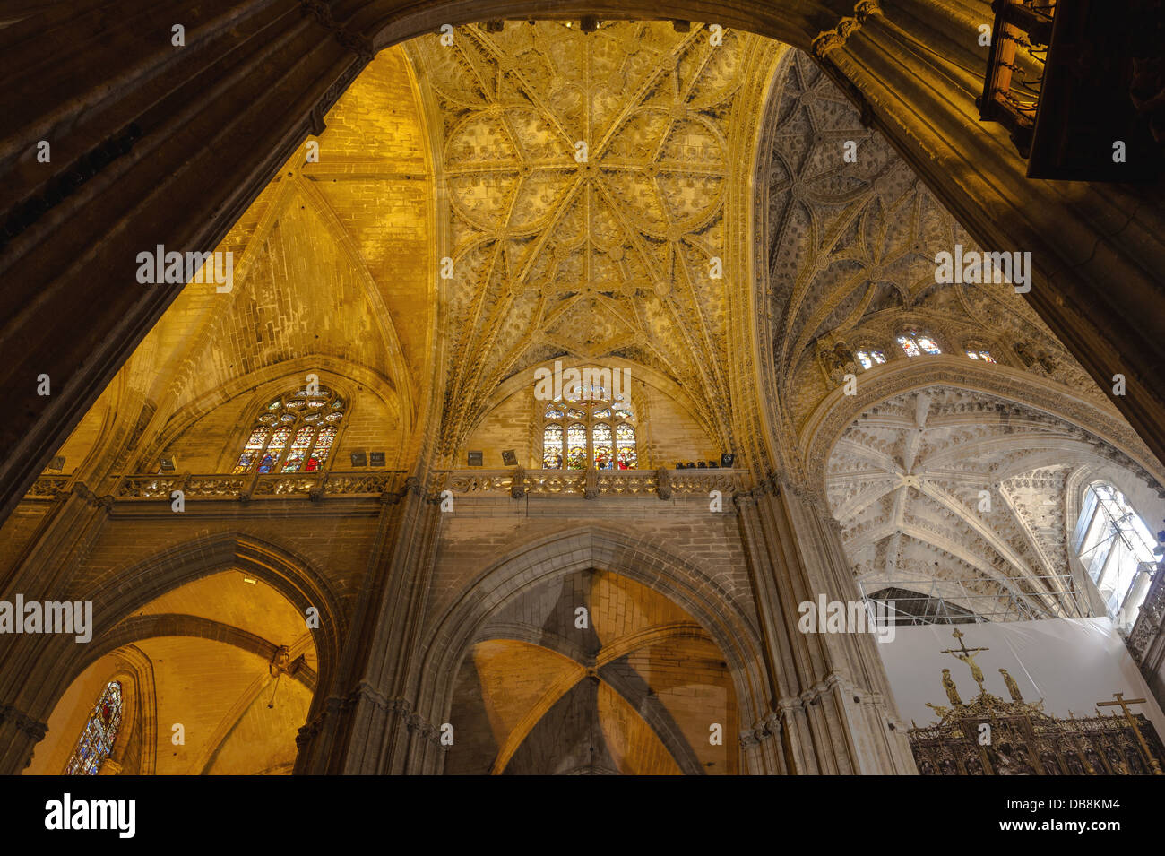 Im Inneren der Kathedrale von Sevilla, Spanien. Stockfoto