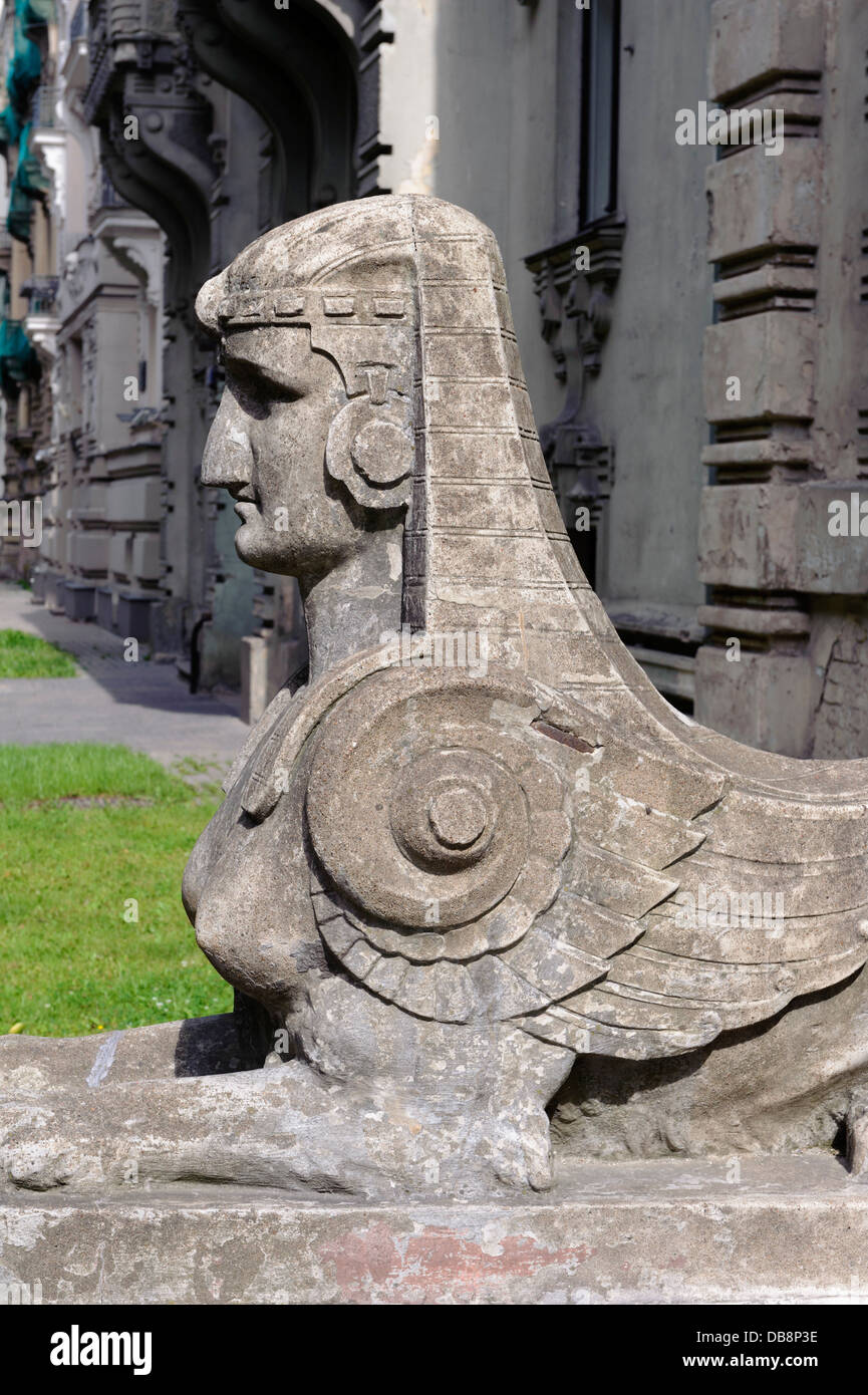 Jugendstil-Gebäude in Alberta Iela 2 in Riga, Lettland, Europa. UNESCO-Welterbe Stockfoto
