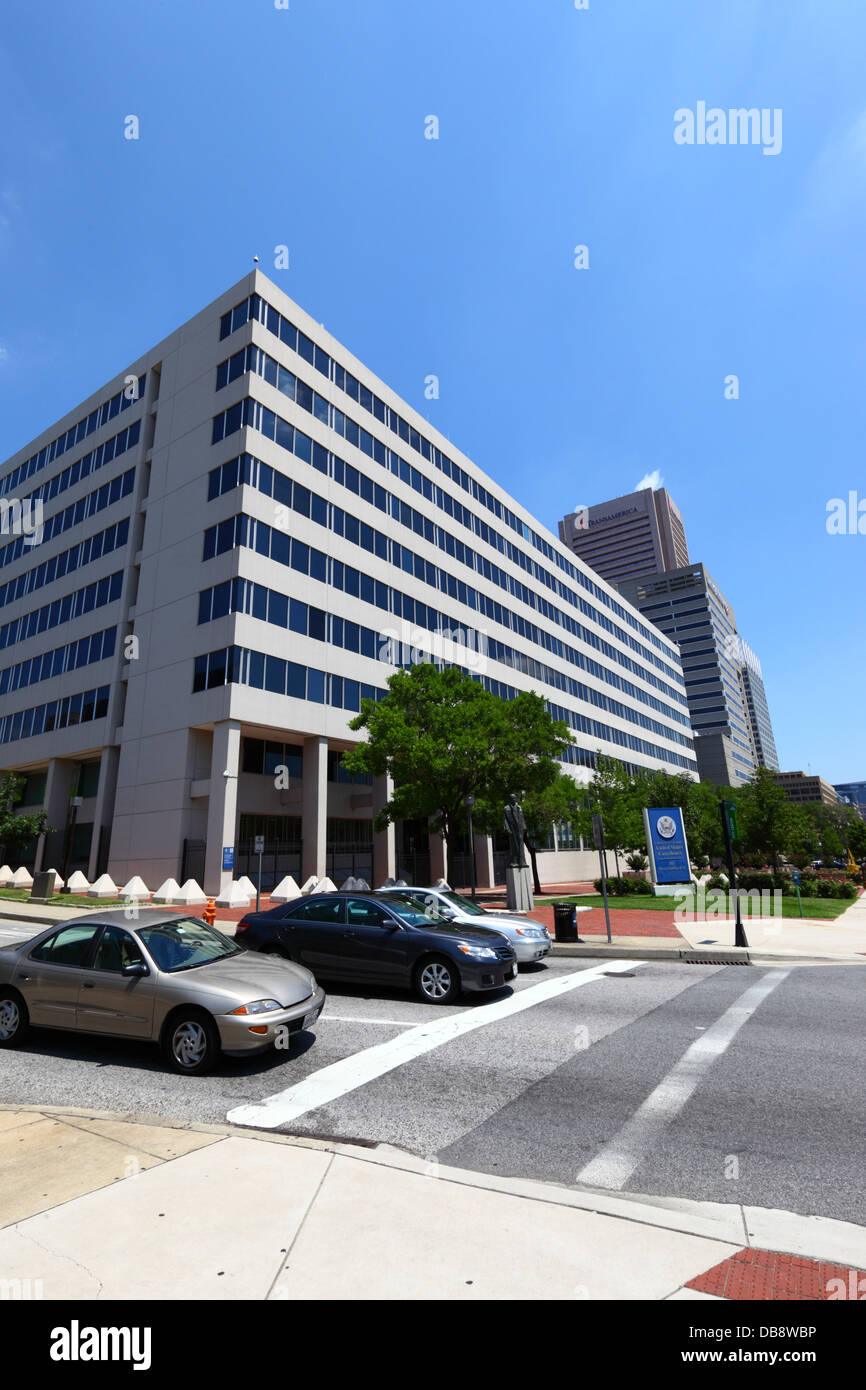 Edward A. Garmatz United States Courthouse, das US District Court for the District of Maryland, Hopkins Plaza und West Pratt St, Baltimore, USA Stockfoto