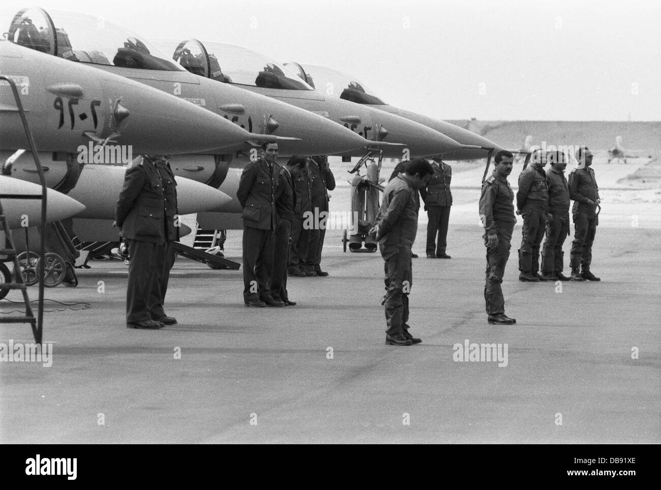 Während einer Zeremonie in Kairo West Air Base im Jahr 1982 erhielt Ägypten die erste Partie der f-16 Kämpfer. Stockfoto