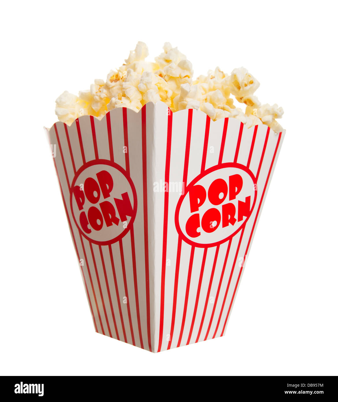 Eine große klassische Box Theater Popcorn isoliert auf weiss Stockfoto