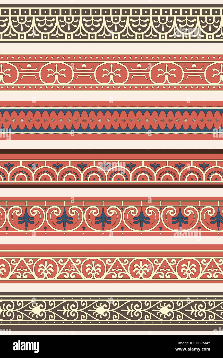 Satz von sieben dekorative Ränder ornamental Stockfoto