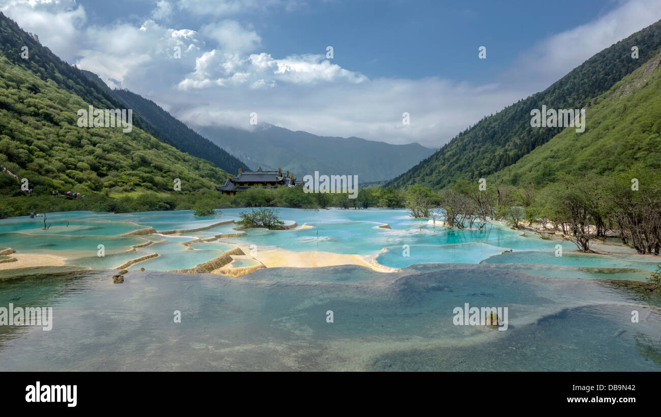 Schöne Landschaft in Huanglong, Sichuan, China Stockfoto