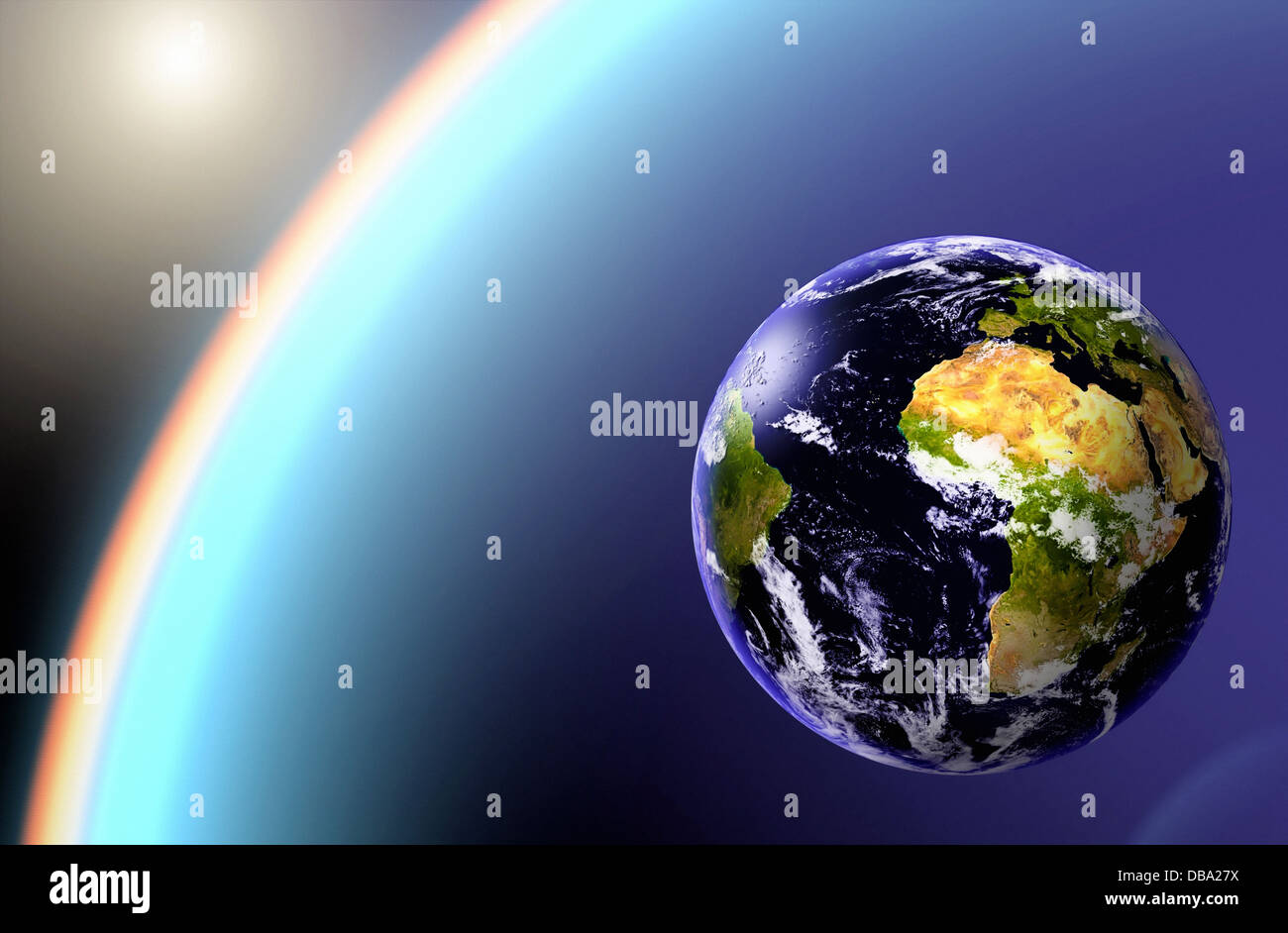 Erdkugel mit Earthlight im schwarzen Kosmos Stockfoto