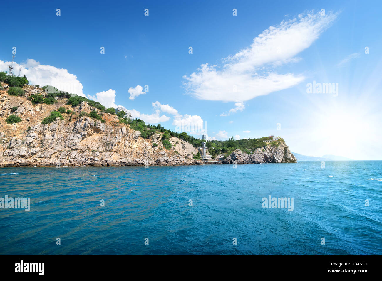 Berge und blauen Bucht im Schwarzen Meer Stockfoto