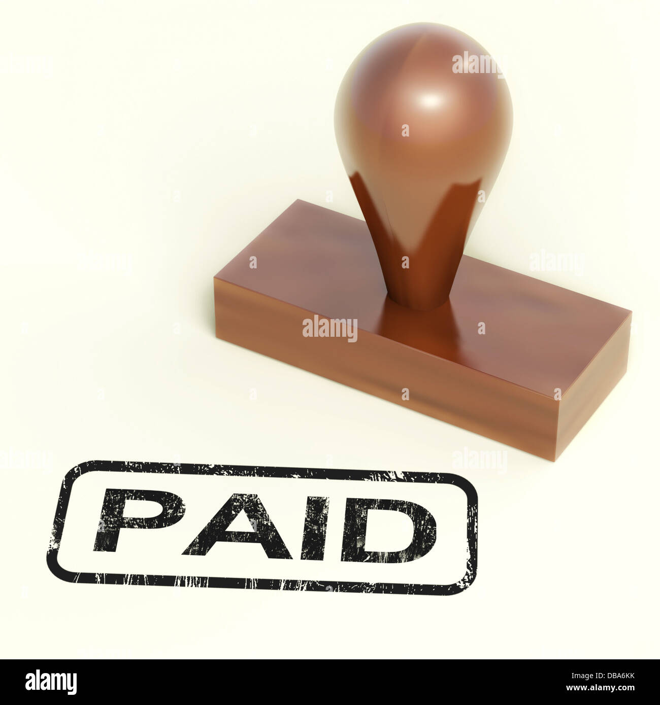 Bezahlt Stempel zeigt Zahlungsbestätigung Stockfoto