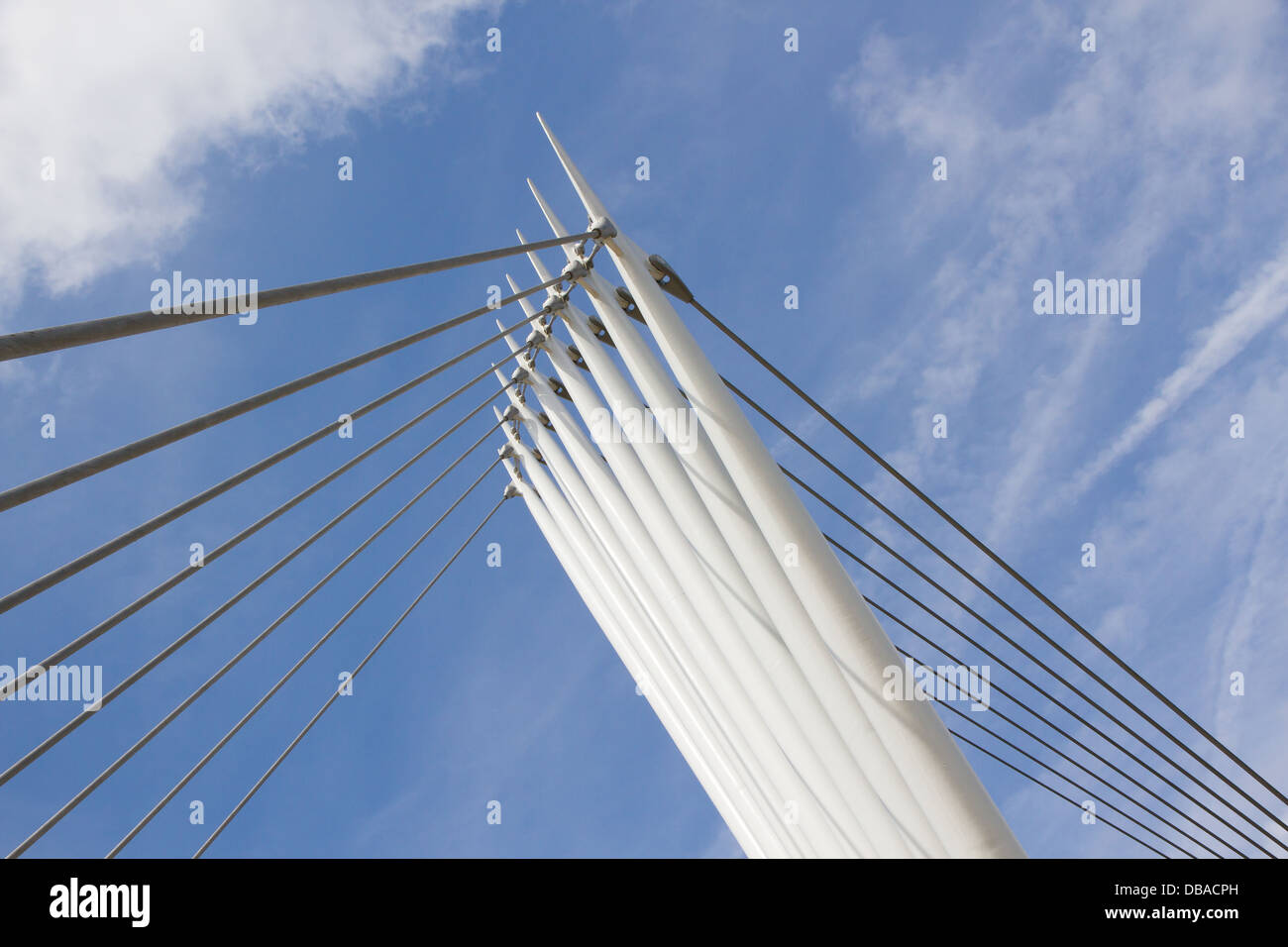 Schwingende Schaukel Fußgängerbrücke Detail am MediaCity UK Stockfoto