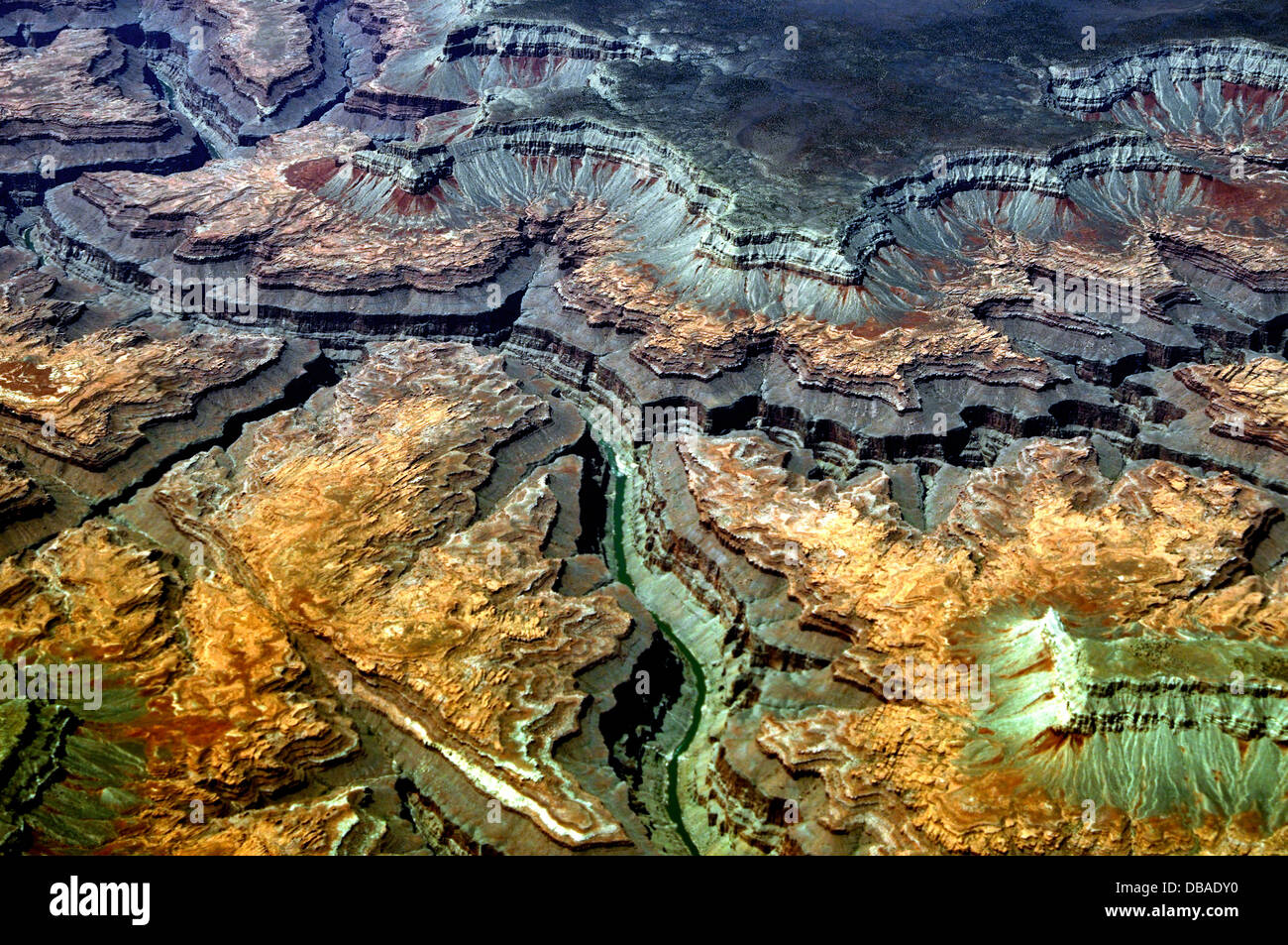 Grand Canyon des Colorado in Arizona, Luftbild Stockfoto