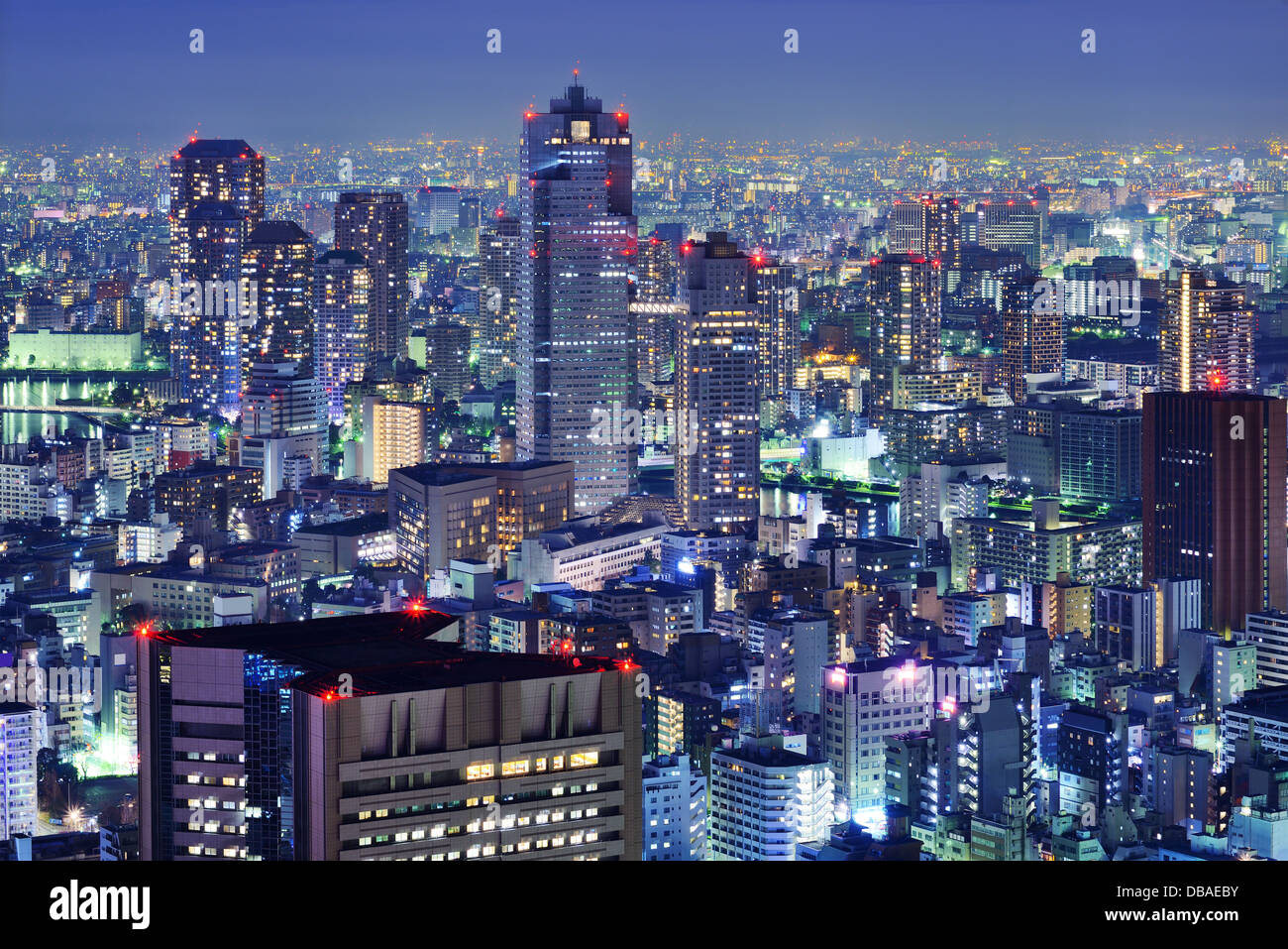 Tsukiji Bezirk Skyline in Tokio, Japan. Stockfoto