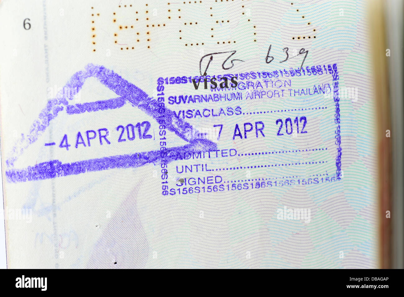 Thailand-Passstempel Stockfoto