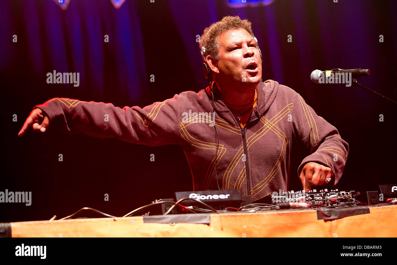 Malmesbury, Wiltshire, UK. 26. Juli 2013. BBC 6Music DJ Craig Charles führt beim WOMAD-Festival in Charlton Park in der Nähe von Malmesbury in Wiltshire. Die World Music Festival zieht fast 40.000 Menschen, die ländliche Lage. 26. Juli 2013 Kredit: Adam Gasson/Alamy Live-Nachrichten Stockfoto