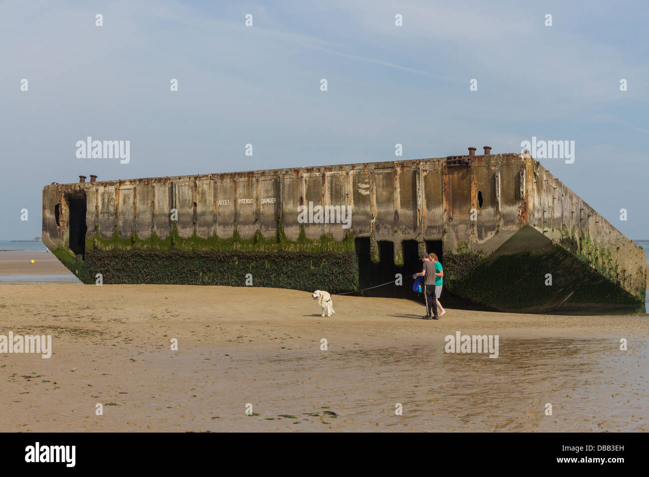 Frankreich Normandie, Arromanches Strand & Mulberry Hafen Relikt Stockfoto