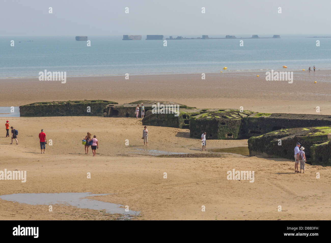 Frankreich-Normandie, Arromanches Strand & Mulberry Hafen Reliquien Stockfoto